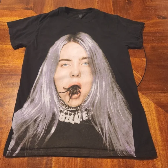 Billie Eilish Black Spider Band Shirt Size Small - Picture 1 of 6